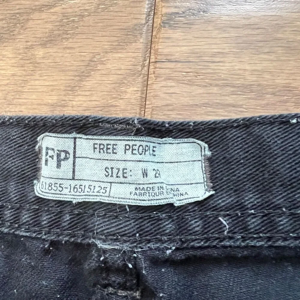 Free People Denim Shorts Size 29 Black Cutoff Raw Hem Distressed Button Fly